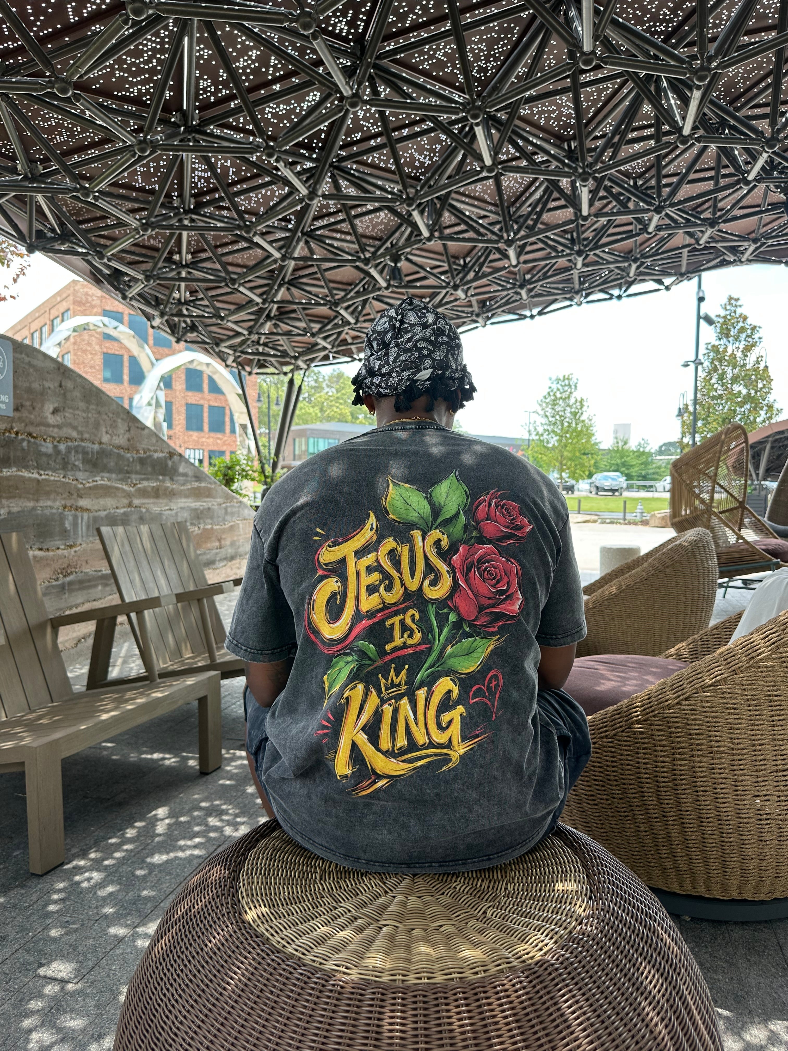 Jesus is king /Snow Washed Oversized Cotton T-Shirt