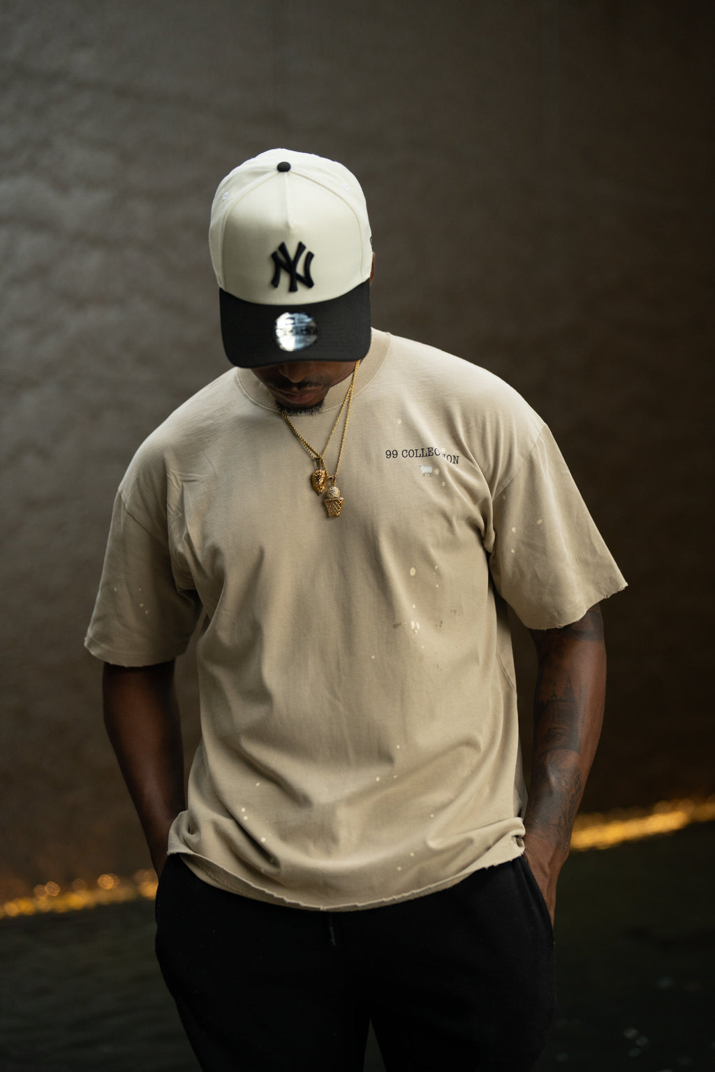 Hand-Frayed Sunfade Paint Splatter T-Shirt