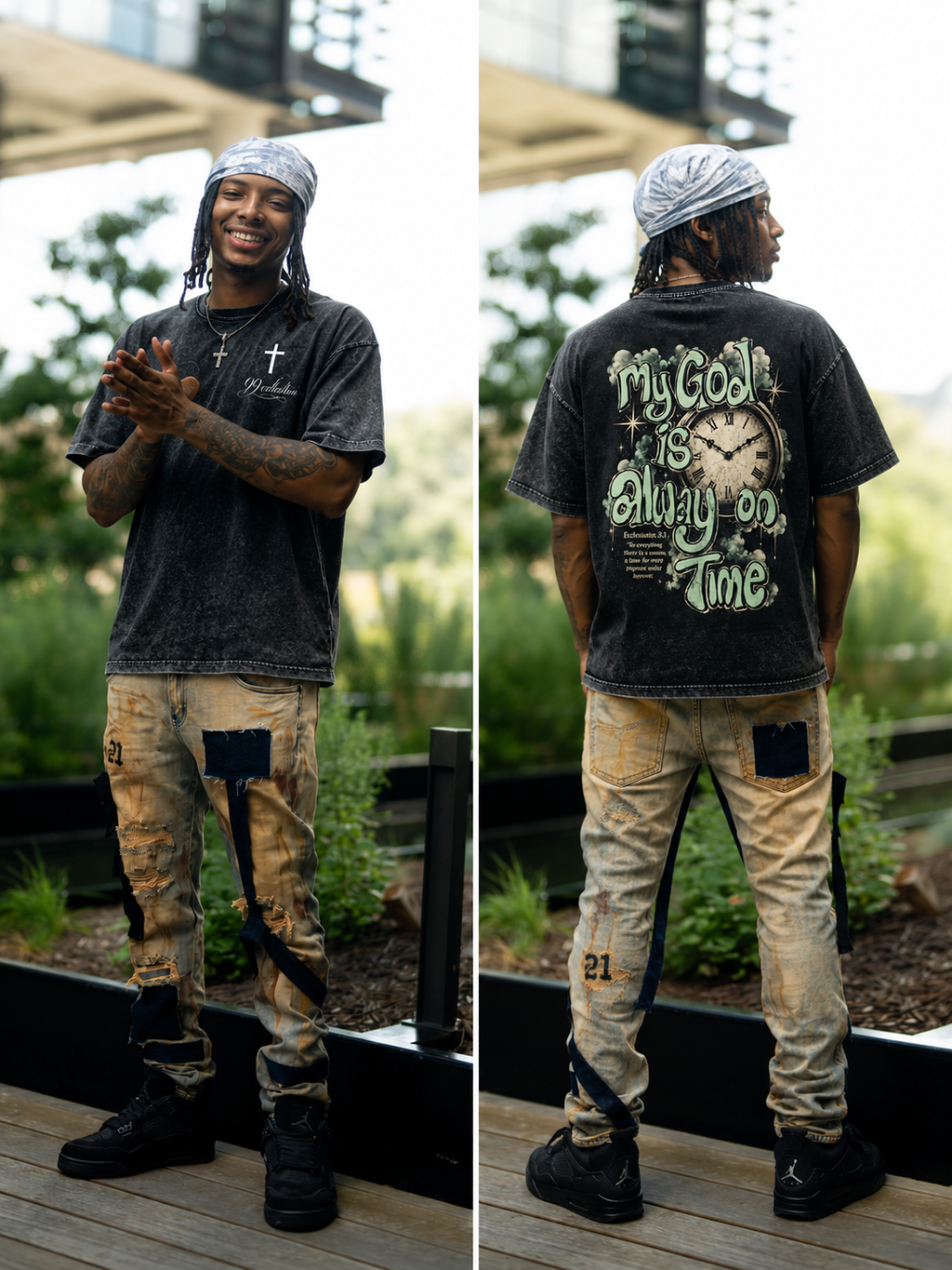 Snow Washed Oversized Cotton T-Shirt